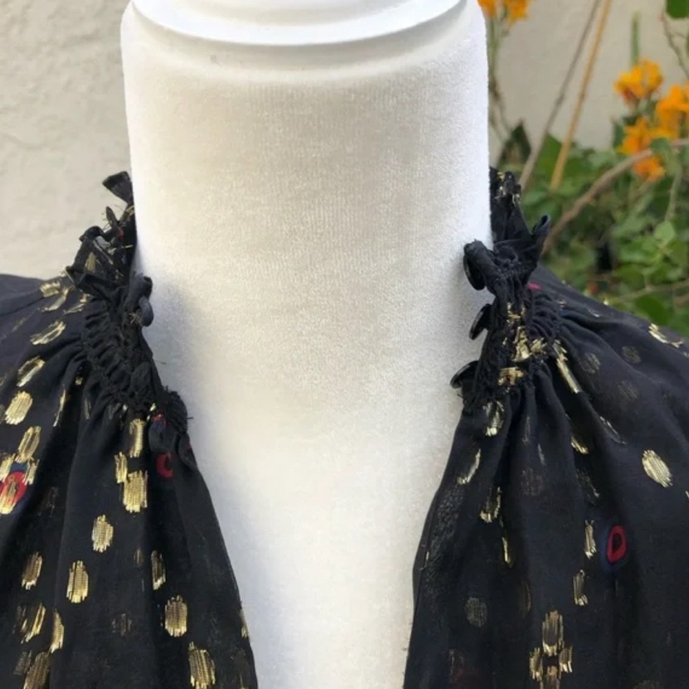 A.L.C. Tula Split Neck Long Sleeve Silk Metallic Midi Dress size 4 - Picture 4 of 6